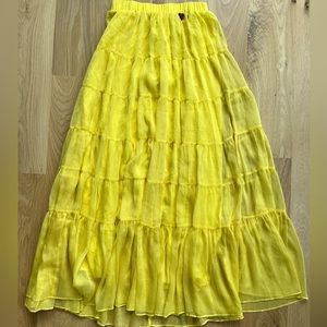 Twinset Milano Yellow Long Flounce Skirt
